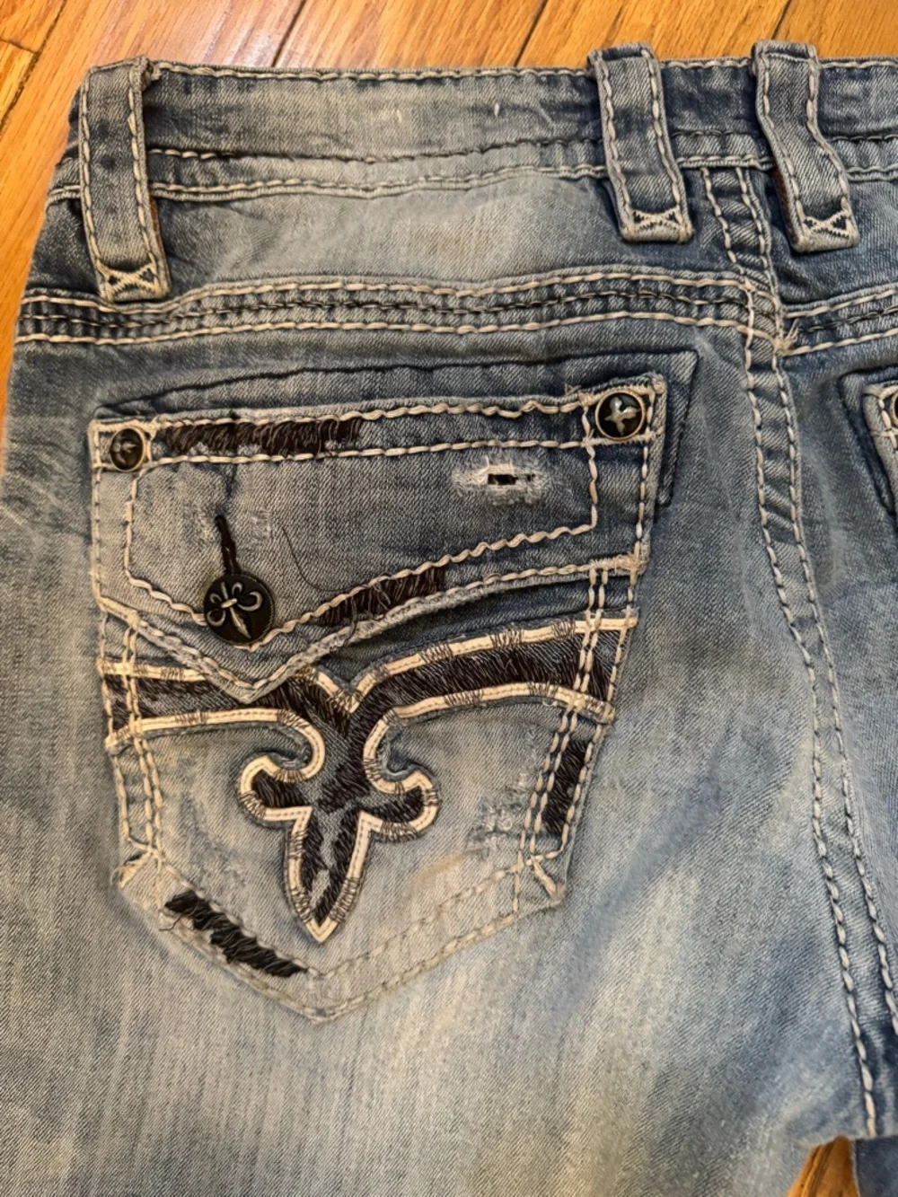 Rock Revival Mens Lanny Boot Jean Sz 34‎ Embellished Great Fade